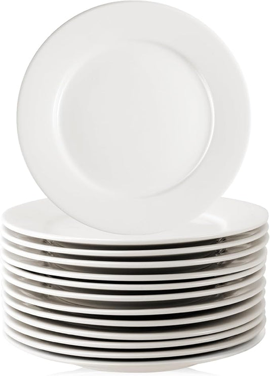 12 Pack Porcelain Dessert Plates, 6 Inch Dessert Plates, Small Ceramic Appetizer Plates, Microwave, Oven, Dishwasher Safe,White