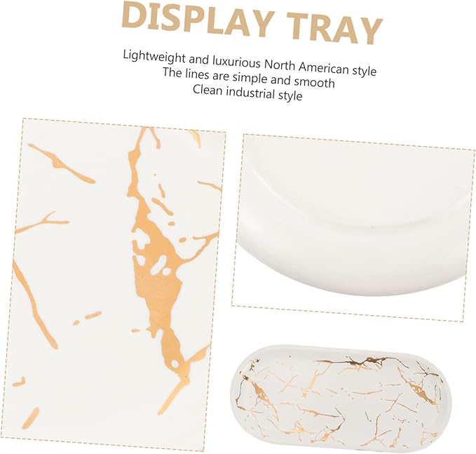 3 Pcs Marble Ceramic Plate Appetizer Serving Tray Dessert Plate Ceramic Marble Tray Restaurant Sushi Plate Ceramic Fruit Plate White Dinner Party Dressing Table Cosmetic Ceramics