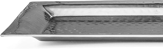Silver Hammered Trays - Silver Serving Tray and Platters - Appetizer Tray - Chrome Platters (2 Pack Rectangle)