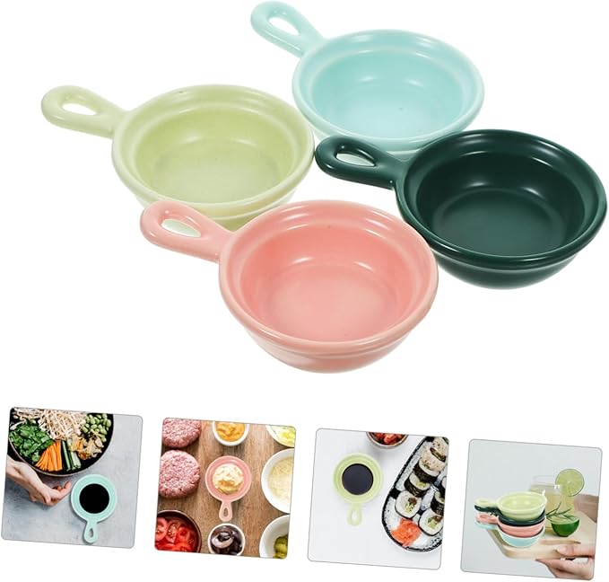 PRETYZOOM Ceramic Plates 4pcs Japanese Style Dessert Holders for Snacks Sauce Serving