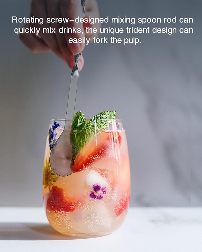 10 Inches Stainless Steel Muddler and Mixing Spoon for Cocktails, Bar Tools and Accessories - Create Delicious Mojitos and Other Fruit Based Drinks