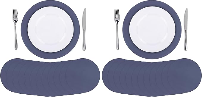 SHACOS 100 PCS Round Paper Placemats 13 inch Disposable Paper Place Mats for Dinner Wedding Birthday Party Festival Table Decoration Indoor Outdoor, Navy Blue (Pack of 2)
