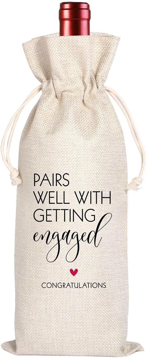 Engagement Wine Bag,Engagement Gifts for Couples,Personalized Engaged Wine Bag,Mr and Mrs Marriage Wedding Gifts,Pairs Well with Getting Engaged