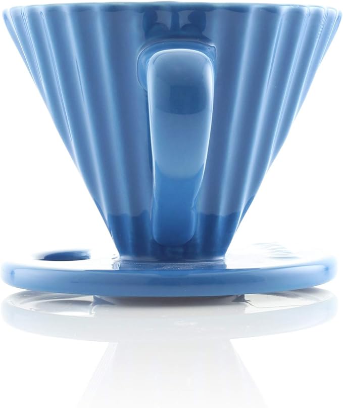 Chantal "Lotus" ceramic pour over coffee dripper, 8 Ounces, Blue Cove