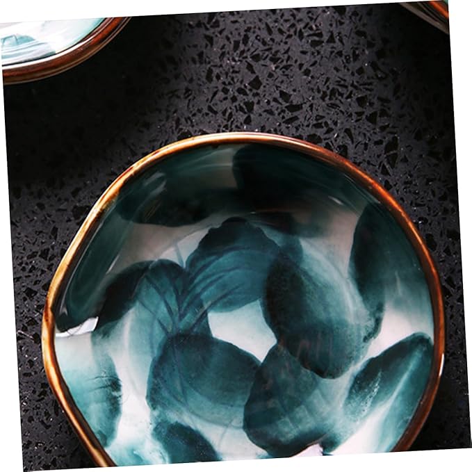 2pcs Hand-painted Ceramic Discs Decorative Trays for Snacks Sauce Japanese Style Food Dipping Bowl Seasoning Dish Condiment Tray Appetizer Plate Sauce Plate