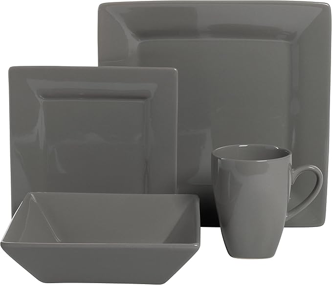 10 Strawberry Street Nova Square 40 pc Dinnerware Set, Gray