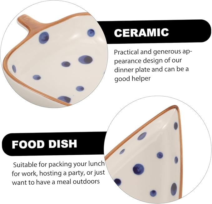 GANAZONO Ceramic Leaf-shaped Snack Plate for Appetizers and Dipping Sauces Hand-painted - for Home and Restaurant Use Unique Condiment Serving Dish