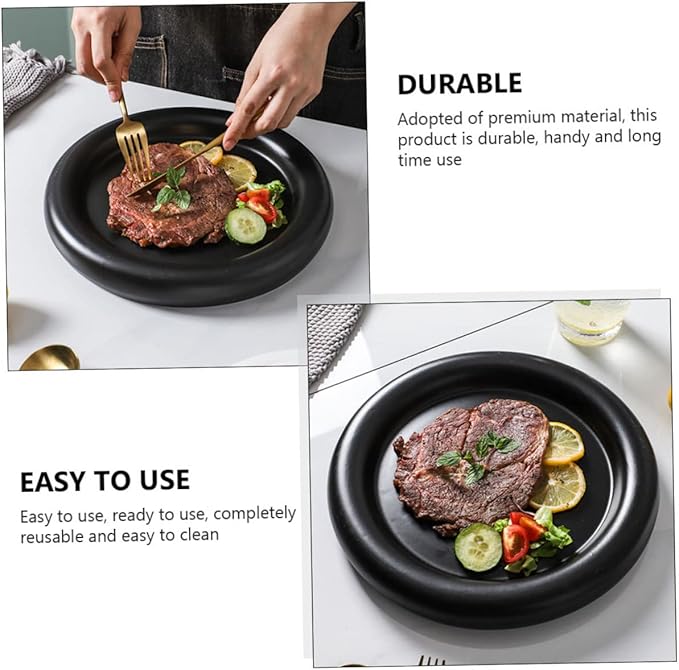 Ciieeo Ceramic Thick-edged Matte Pasta Plate European-style Food Serving Dish for Steak Salad and Dessert Reusable Ceramic Plate Easy to Clean and Multi-functional