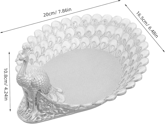 GLEAVI Delicate Peacock-theme Serving Tray for Parties Elegant Metal Fruit Platter and Snack Holder Decorative Storage for Candies and Nuts Versatile Use Living Rooms and Dining Areas