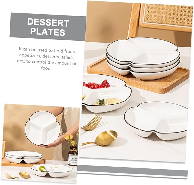 GLEAVI Multi-use Compartmented Plate Taco Party Tray Portion Plate Ceramic Food Holder Dessert