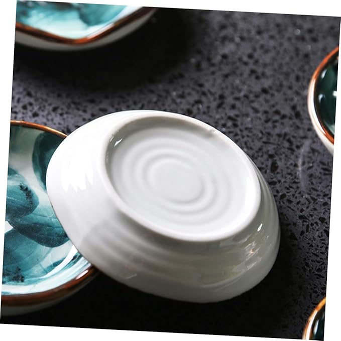 Happyyami 2pcs Hand-painted Ceramic Disc Snack Tray for Boys and Girls Serving Platter Appetizer Plate Condiment Tray