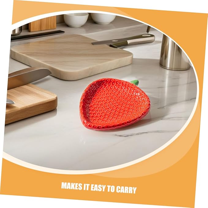 Strawberry Design Ceramic Appetizer Plate Multifunctional Dessert Dish for Sauces Sushi Pastries Snacks Easy to Clean and Portable for Dining and Picnics