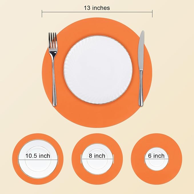 SHACOS 100 PCS Round Paper Placemats 13 inch Disposable Fall Place Mats for Dinner Wedding Birthday Party Festival Table Decoration Indoor Outdoor, Orange (Pack of 2)