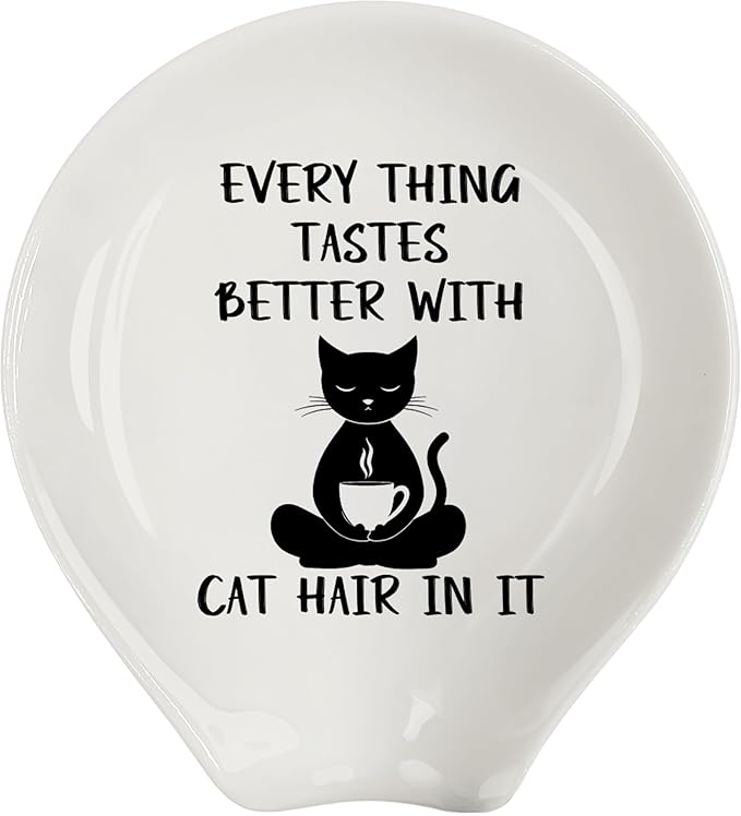 Coffee Spoon Rest, Coffee Bar Accessories & Spoon Holder, Funny Cat Spoon Holder for Coffee Lovers Gifts for Friend Wife Husband Sister (White-5)
