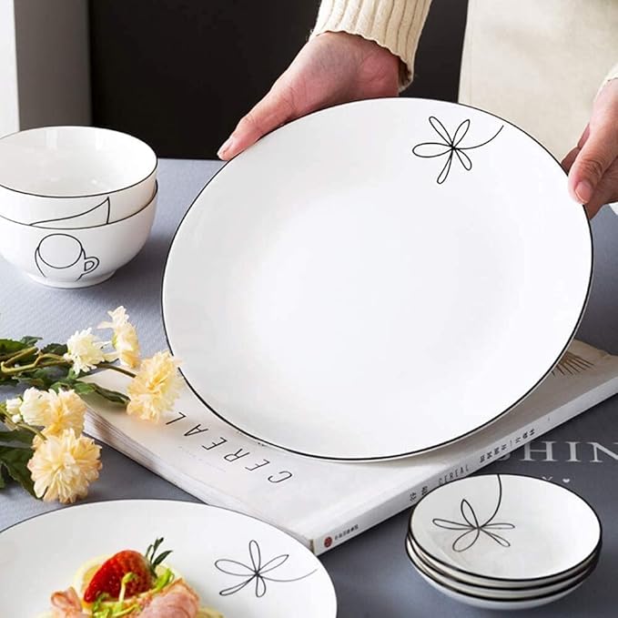 Dinnerware Set Dinner Party Tableware Service Set 60-Pieces Porcelain White Dinnerware Sets - Dinner Plates and Bowls Sets, Ceramic Dishes Set Service for 8/10/12, Creative Dinner Plates(60Pcs)