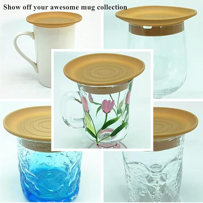 2-in-1 Silicone Cup Cover & Snack Tray - Fits Most Tumbler, Water Bottle, & Ceramic Coffee Mug Between 2.6" - 3" for Wine Parties, Dishwasher Safe Mini Appetizer Dishes (Set of 3)