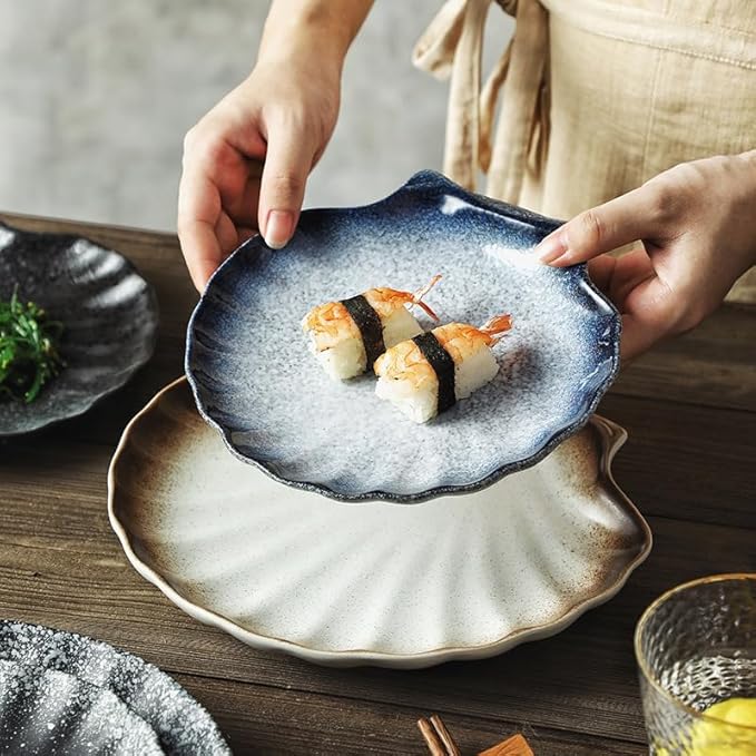 Appetizer Plates Japanese Style Ceramic Western Food Plate Flat Plate Home Retro Dish Plate Dessert Cake Plate Cheap Plates