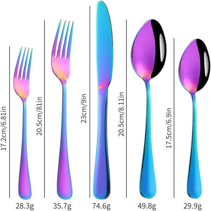 Stainless Steel Customized Flatware Set,Engraving Name Knife Forks Spoon,Personalized names will be engraved on your tableware, Customized Birthday Christmas Gift Multicolor