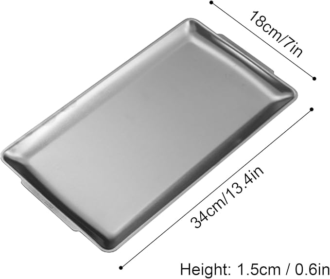 Baking Sheet, Sheet Pans for Baking Stainless Steel, Rectangle Metal Serving Tray with Handles for Dining, Party, Buffet, Dishwasher(Silver,34 * 18cm/13.4 * 7in)