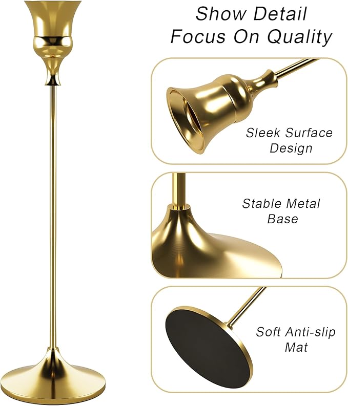Candlestick Holders Gold, 1 Pack Taper Candle Holder for Candlesticks, Candle Sticks Holder Decor for Home Decor