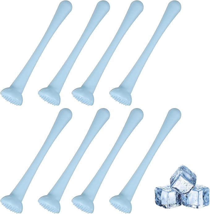 uxcell 8 Pcs Cocktail Muddler, 8 Inch PP Drink Muddler Bar Accessories Tools Ice Crusher for Home Party Cocktail Fruit Drinks, Blue (Thin)