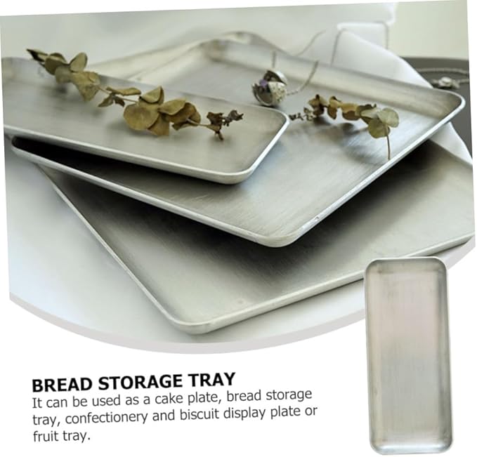 Healifty Vintage Aluminum Food Serving Tray Small Retro Storage Plate Silver Texture for Home Kitchen Dining Restaurant Cafe Use