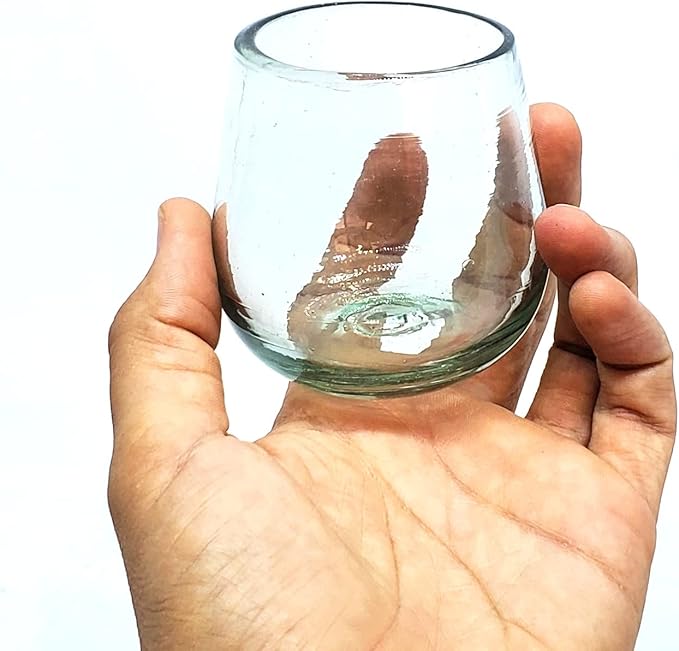 MexHandcraft Clear 6 oz Roly Poly Glasses (set of 6), Recycled Glass, Lead-free, Toxin-Free (6 oz Roly Poly)