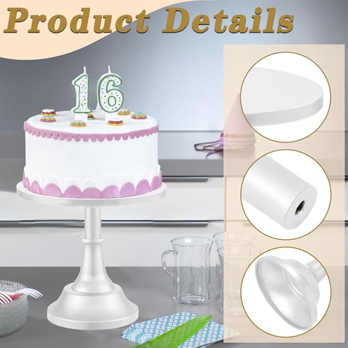 3 Pcs Cake Stand with 20Pcs Cakeboard Round, Cake Stand Set Disc Diameter 8" 10" 12", Perfect Dessert Table Display Set, Cupcake&Cake Stands for Party, Wedding, Birthday (White)