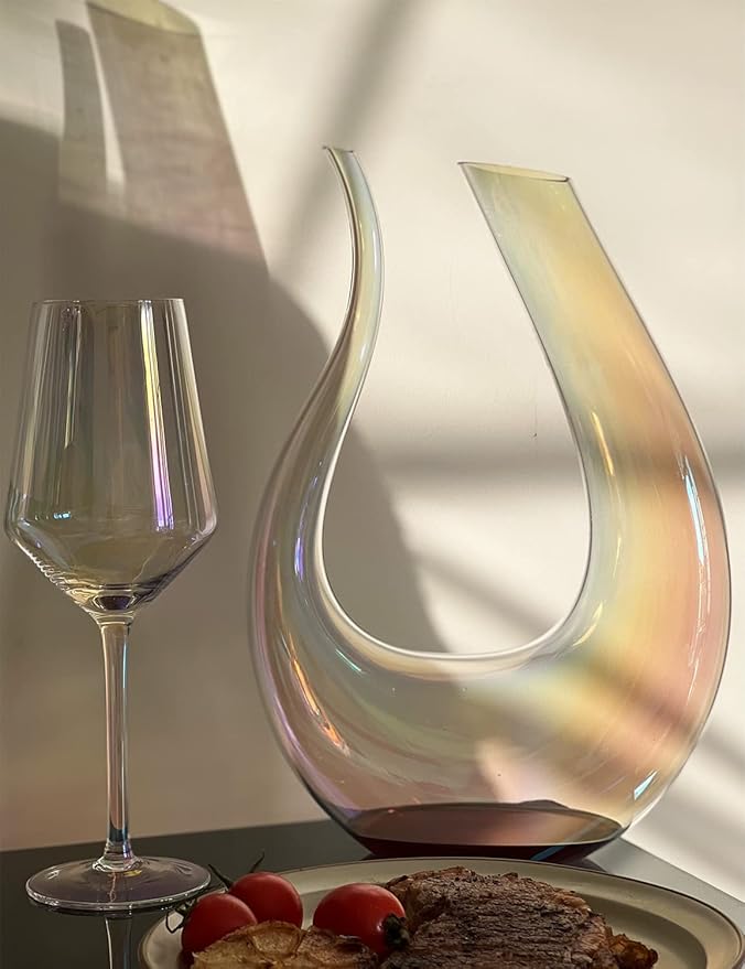 Iridescent Wine Glasses Set of 4-15oz Wine Glass, Hand Blown Crystal Red Wine or White Wine Glass, Gifts for Women, Men, Wedding, Anniversary, Christmas, Birthday, Gift Packaging
