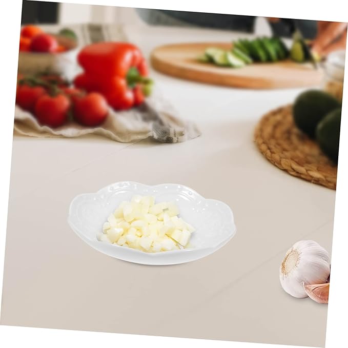 GLEAVI 2pcs Multi-function Salad Ceramic Plate Dipping Bowl Sauce Bowl Decorative Plate Serving Appetizer White