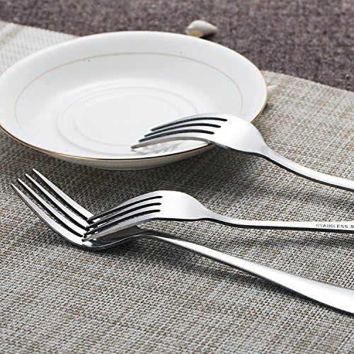 HornTide 6-Piece Dinner Forks Set 4 Tines Table Fork Flatware Stainless Steel Mirror Polishing 7-Inch 18cm