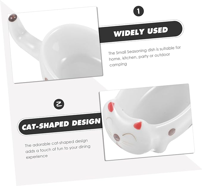 Happyyami Cute Cat Sauce Dish Appetizer Plate for Dipping Soy Sauce Condiments Dishwasher Safe Parties Housewarming and Birthdays