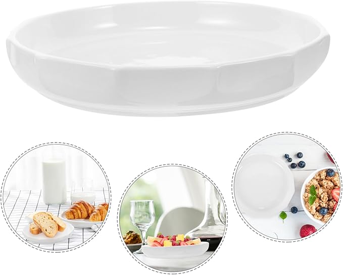 LIFKOME Ceramic Serving Plate Elegant Leaf Pattern Soup Dish for Restaurant-style Dining for Appetizers Desserts and Main Minimalist Porcelain Platter for Home and Parties