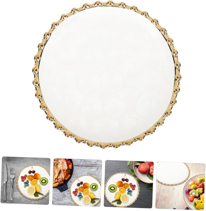 Double Ceramic Fruit and Appetizer Plate White Salad Dish for Party Serving Side Dish Tray for Dessert Pasta and Snacks in Home Restaurant