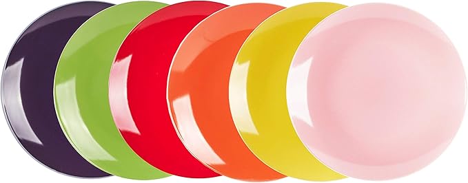 Stoneware Coupe Shape Salad Plate - 8 inch - Set of 6, Very Rose 6 Assorted Colors