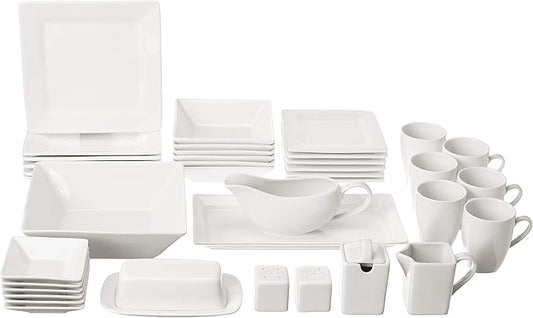 10 Strawberry Street Nova Square 40 pc Dinnerware Set, Cream White