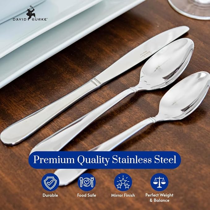 David Burke 20-Piece Stainless Steel Orlean Flatware Set - Service for 4