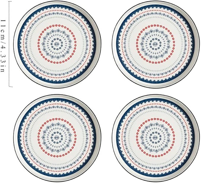 HEXEH Salad Plate Set of 4 Ceramic Sauce Dish Soy Sauce Dipping Plates Snack Sushi Fruit Appetizer Plates Side Dishes 4.33inches Plastic Plate (Color : Blue 1)
