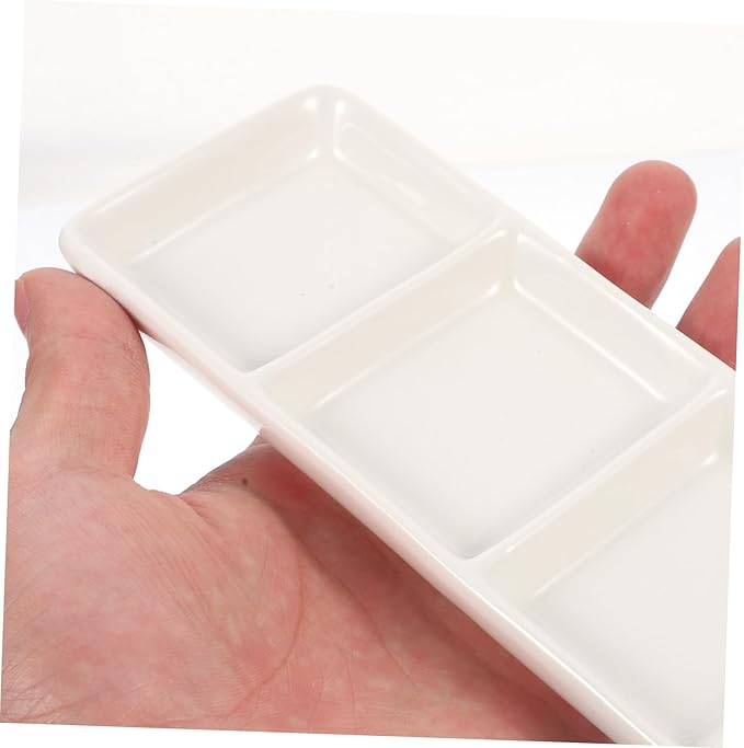 KICHOUSE 2Pcs Rectangular Ceramic Snack Plates with Versatile Appetizer Dipping Bowls for Condiments Fruits Nuts Easy to Clean Food Serving Trays