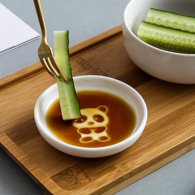 Mathew 4pcs Panda Relief Ceramic Sauce Dish Seasoning Dish Sushi Dipping Bowl Appetizer Plate