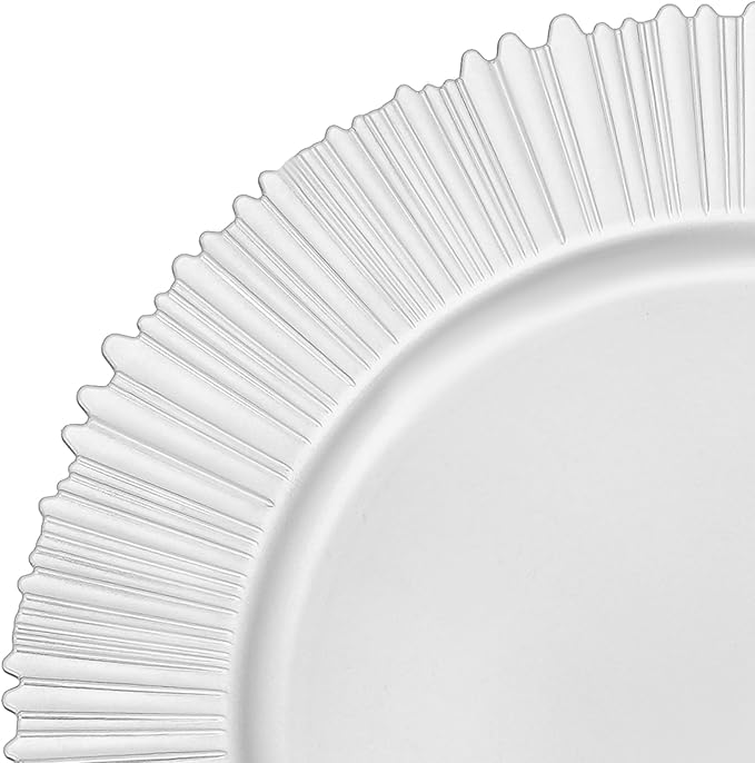 100 Pcs Antique Charger Plates Bulk 13 Inch Embossed Rim Plastic Party Dinner Plate Chargers Round Decorative Server Plate for Wedding Party Event Tableware (100pcs-silver2)