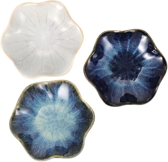 3pcs Assorted Color Ceramic Sauce Dishes Versatile Condiment Plates for Dipping Appetizers for Home Kitchen Parties and Outdoor Use for Soy Sauce Oil Vinegar and More