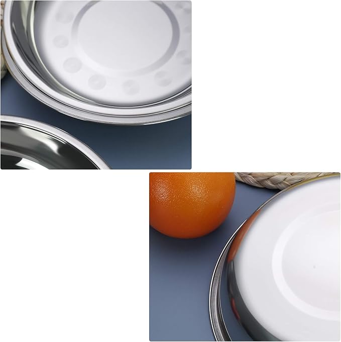 4-Pack Small Stainless Steel Dinner Plate, Round Plates, 7.6 INCH