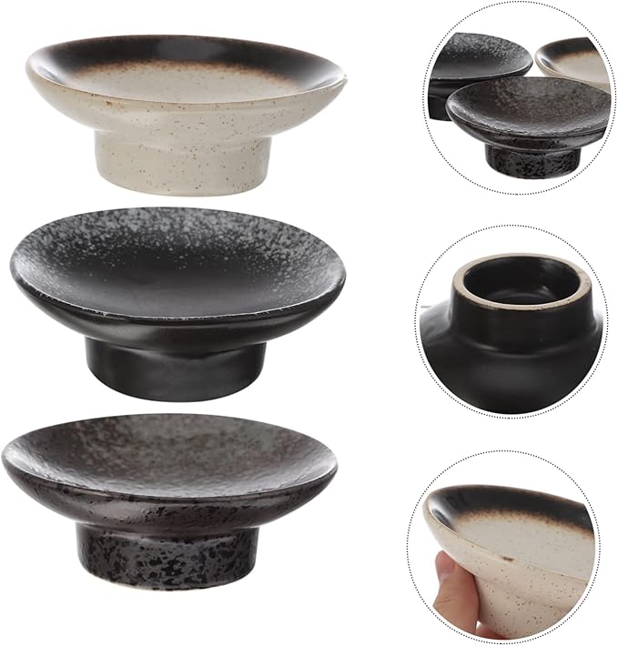 3 Pcs Japanese Ceramic Snack Plates – Household Seasoning Dishes Microwave Dishwasher Safe for Appetizers and Dipping