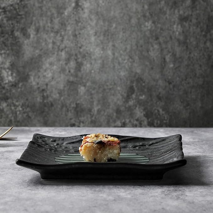 Dinner plates,Dinner Plates Simple Ceramic Shallow Plate Black Flat Plate Japanese Sushi Plate Vegetable Plate Home Dining Plate Dinner Tray