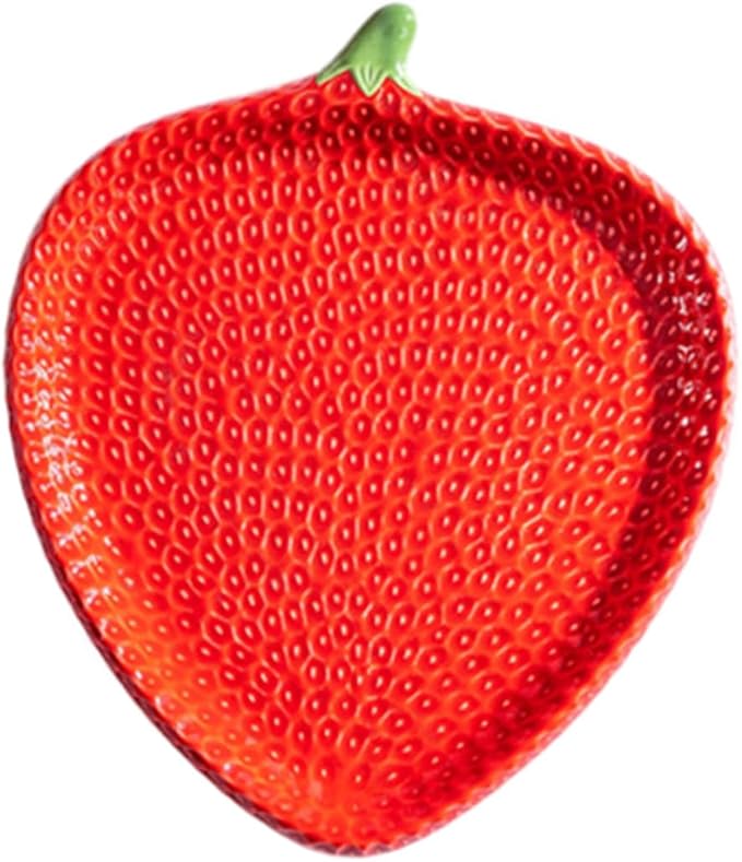 Cabilock Strawberry Shaped Ceramic Snack Plate Charming Porcelain Appetizer Dish for Sushi Pastries and Desserts Decorative Dessert Tray for Home Gatherings and Outdoor Picnics