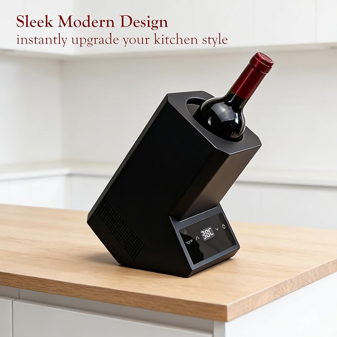 Electric Wine Chiller,Single Bottle Cooler for 750ml Wine/Champagne, 24-Hour Long-Lasting Cooling, Perfect Gift for Wine Lover