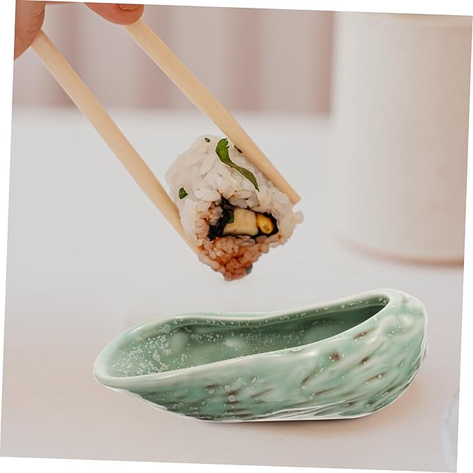 Oyster Shell Shaped Ceramic Serving Platter Elegant Food Dish for Appetizers Desserts Sushi Lightweight Easy to Clean Store for Parties Special Occasions