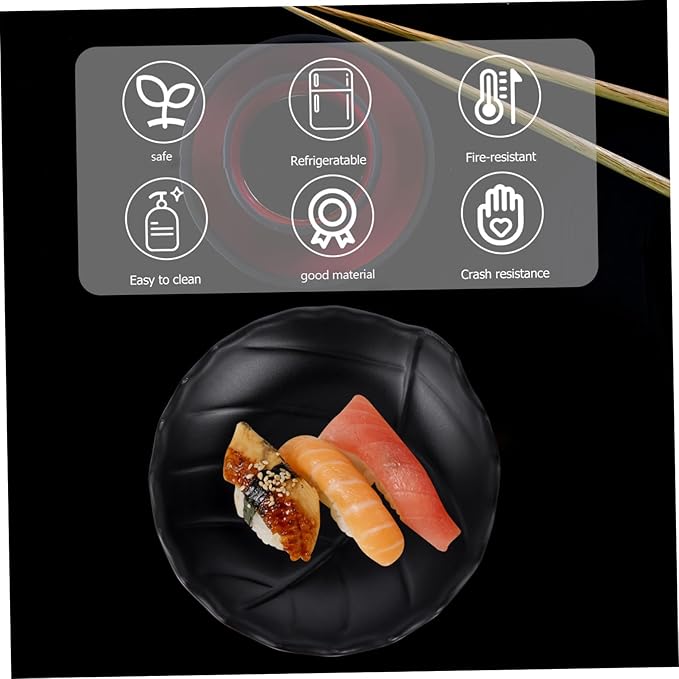 Zerodeko Unique Housewarming Leaf Texture Snack Plate Mini Black Appetizer Plate