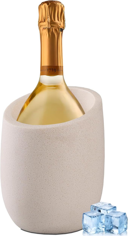 Beige Sand Stone Textures Wine Chiller Bucket – 750ml Resin Cooler for Wine & Champagne Bottles, Party Bar Cart Decor – Keeps Drinks Cold, Unique Gift for Wine Lovers, Housewarming